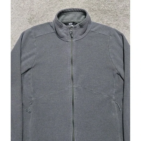 REI Co Op Womens L Midweight Waffle Fleece Jacket Full Zip Zip Pockets Mock Neck - Picture 4 of 16